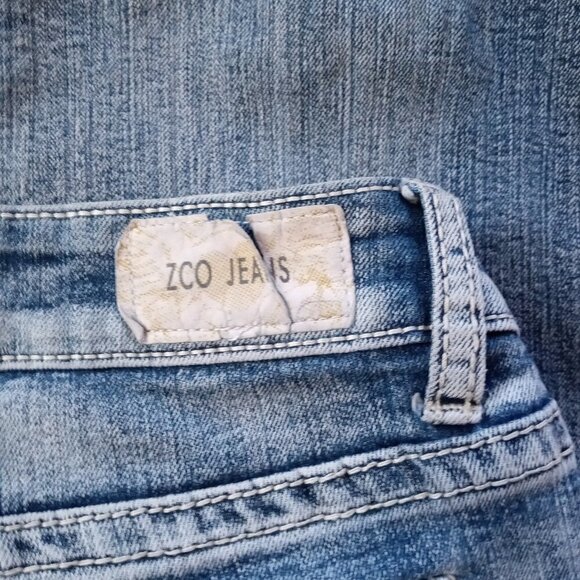 Zoco Faded Blue Denim Jeans Size 13 Junior Crystal Embellished Streetwear - Picture 6 of 9